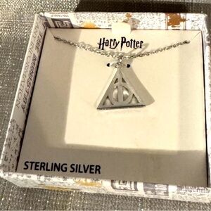 Harry Potter Deathly Hallows Silver Charm Necklace Sterling Silver 18"